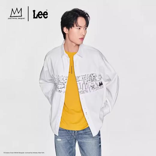 【Basquiat联名】Lee24早春新品舒适版JMB印花白色男长袖衬衫潮流 商品图0