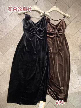 【门店同款】ENJOY冬季丝绒胸花吊带裙 154799302