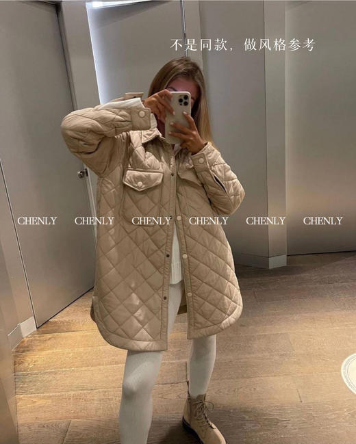 尘衣｜宽松衬衣廓形菱格棉服 商品图4