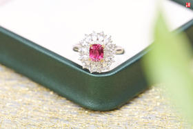 【天韵】18k金镶粉橙色蓝宝石戒指