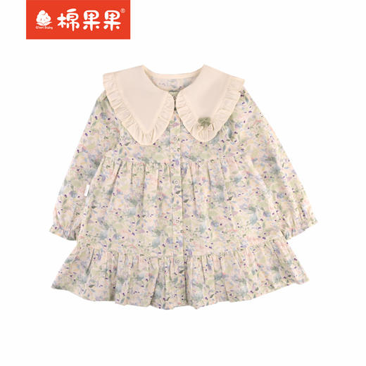 棉果果专柜同款春季新品女童梭织印花翻领连衣裙M122700224028 商品图3