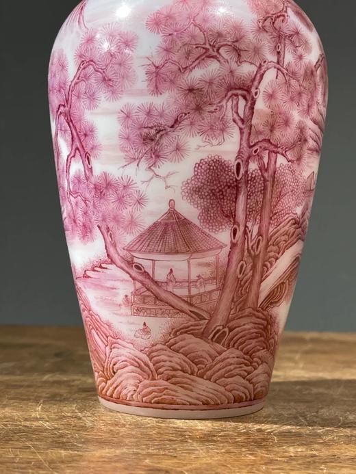 胭脂红珐琅彩绘高仕春游图赏瓶，顺丰包邮 商品图6