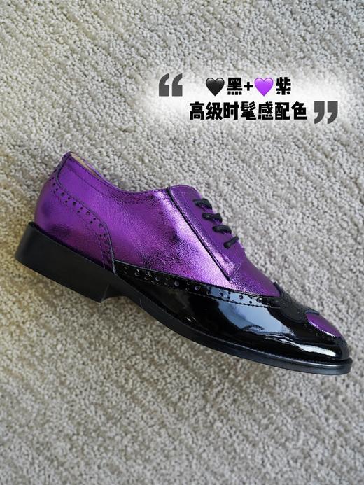 “紫气东来”小紫皮鞋💜花花团du家开发定制2024早春新款英伦深口鞋复古时髦； 手工鞋源头工厂定制 3cm跟高优雅百搭  金皱羊皮+牛漆皮 光泽明亮吸睛篙级抗皱好打理 内里小牛皮吸湿透气耐磨舒适！ 商品图12