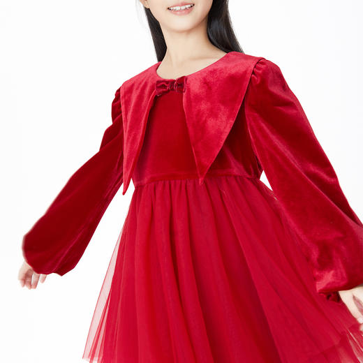 【实体店同款】【新年红】女童连衣裙公主裙秋新款长袖裙子安奈儿童装AG313579 商品图4