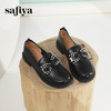 Safiya/索菲娅2024春季 复古学院风粗跟软底蝴蝶结英伦乐福鞋 SF41112087 商品缩略图4
