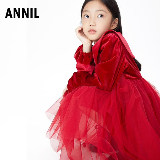 【实体店同款】【新年红】女童连衣裙公主裙秋新款长袖裙子安奈儿童装AG313579 商品图2