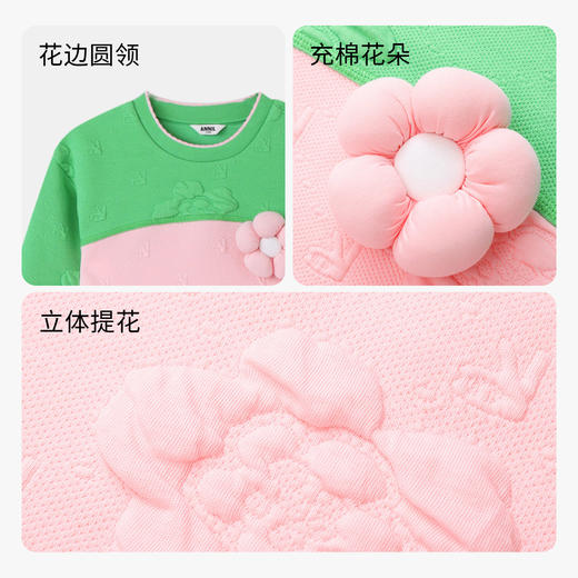 【新年红】女童长袖连衣裙秋新款大童茧型廓形时尚撞色直筒裙安奈儿童装EG313011 商品图3