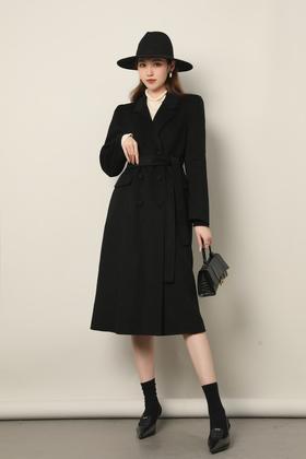 ESTELLICA 黑色简约翻领高级感大衣外套 17682