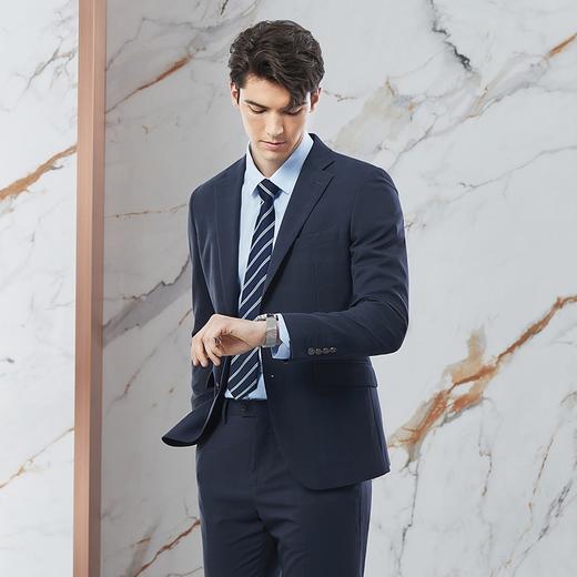 【含羊毛】柒牌男士西服套装商务绅士色织格纹新郎结婚礼服两件套	126C70090 商品图1