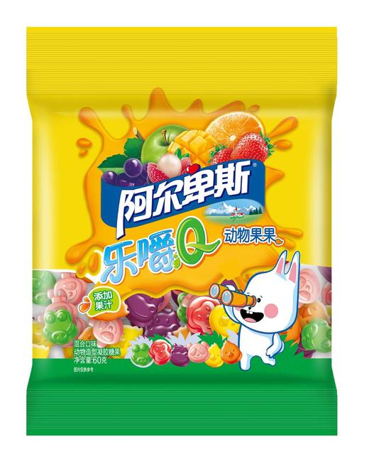 阿尔卑斯乐嚼Q凝胶糖果动物果果袋装60g/块 商品图0