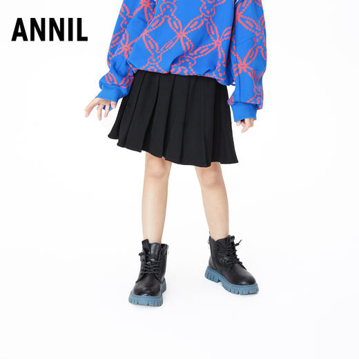 【实体店同款】【新年红】女童半身裙黑色百褶裙秋新款洋气安奈儿童装AG313547 商品图1