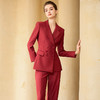 IWY/酒红色西装套装女新款双排扣职业装主持人演讲西服外套233006C1+P6 商品缩略图4