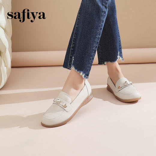 Safiya/索菲娅2024春季复古圆头休闲百搭软底一脚蹬坡跟单鞋 SF41111136 商品图5