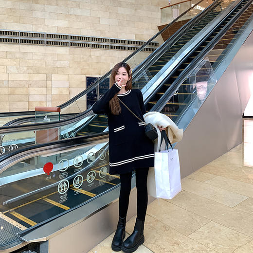 <曾小咸推荐>巨折清仓秒杀，稀有现货24小时发【仅限今日】【12.09上新】【条纹laby系列】3色条纹边连衣裙 商品图1