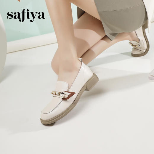 Safiya/索菲娅2024春季小众气质珍珠饰带百搭通勤英伦粗跟单鞋 SF41112084 商品图5