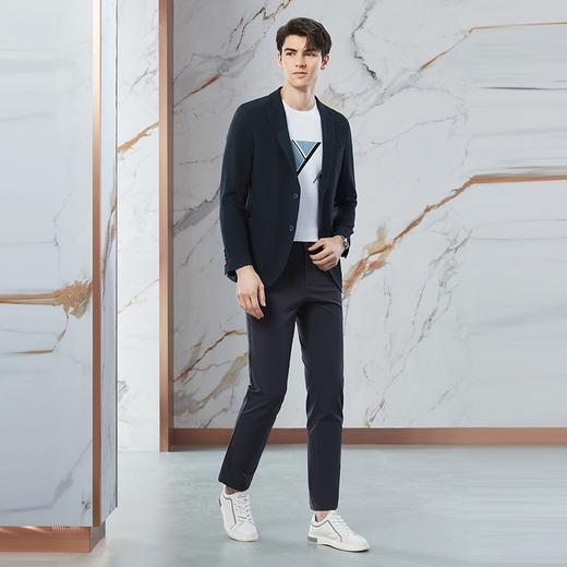 【高端系列】柒牌男装西装男春季新款平驳领商务休闲单西条纹西服	126C70990 商品图3
