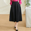 剩S/XL 米思阳2026春季新款通勤百搭黑色半身裙高腰显瘦褶皱中长裙女0196 商品缩略图1