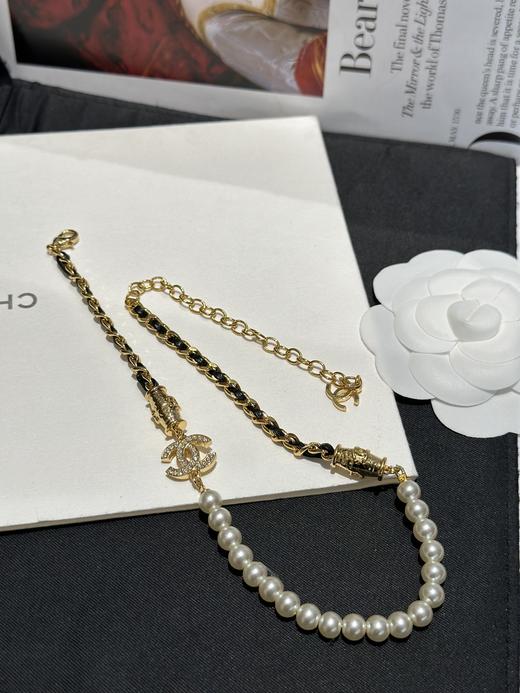 【深度定制】zp开版 CHANEL香奈儿 珠链条双C颈链🖤 新款穿皮双C满钻甜酷锁骨链 商品图8