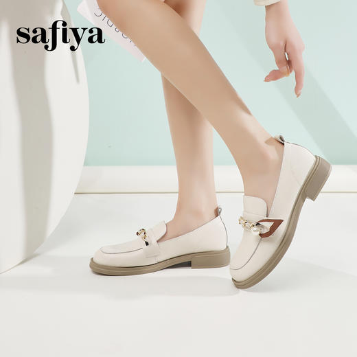Safiya/索菲娅2024春季小众气质珍珠饰带百搭通勤英伦粗跟单鞋 SF41112084 商品图6