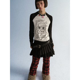 GOODBAI GOODEES滚雪球手绘图案印花图案插肩长袖T恤