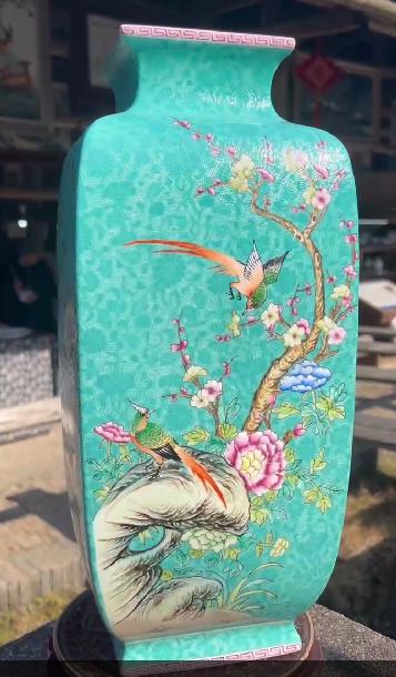 绿地扒花花鸟四方镶器 商品图0