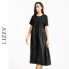LIZZY 简约优雅时尚收腰气质黑色短袖休闲通勤连衣裙7918 商品缩略图2