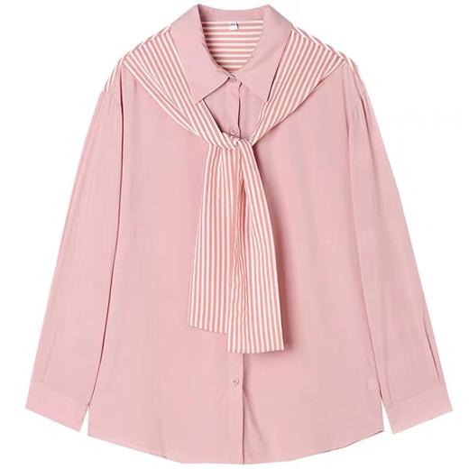 A7066       气质休闲撞色条纹拼接假两件长袖上衣（特价不退换） 商品图5