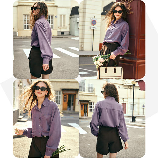 OLrain欧芮儿法式宽松牛仔衬衫女早春2024年新款气质休闲通勤外套 商品图2