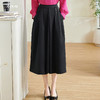 剩S/XL 米思阳2026春季新款通勤百搭黑色半身裙高腰显瘦褶皱中长裙女0196 商品缩略图0
