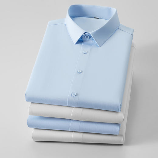 【桑蚕丝】【新款DDY】大依优型长袖衬衫桑蚕丝纯色加肥加大男装弹力免烫大号大码衬衣男士胖子上衣 商品图2