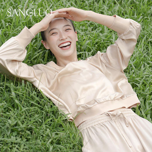 SANGLUO真丝磨毛套头式休闲轻运动睡衣套装unisex可外穿家居服 商品图4