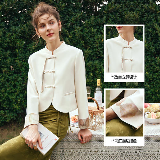 欧芮儿新中式盘扣外套女短款早春2024新款轻国风立领高级感上衣 商品图3