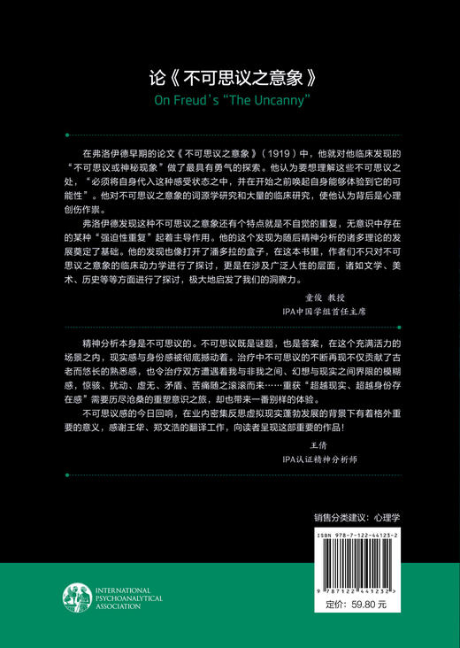 国际精神分析协会《当代弗洛伊德：转折点与重要议题》系列--论《不可思议之意象》 商品图1