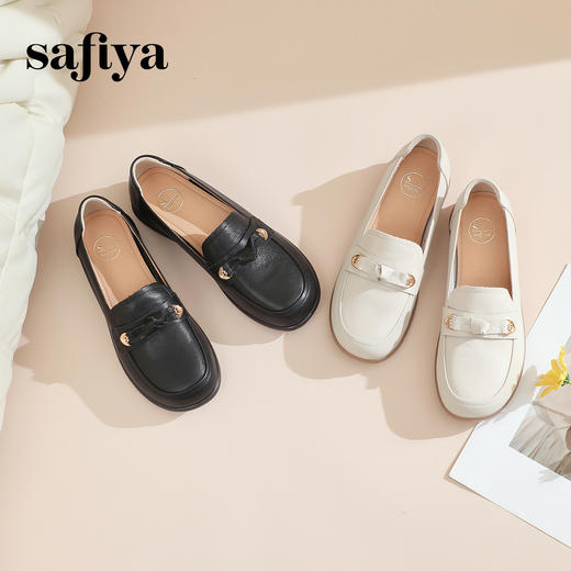 Safiya/索菲娅2024春季复古圆头休闲百搭软底一脚蹬坡跟单鞋 SF41111136 商品图6
