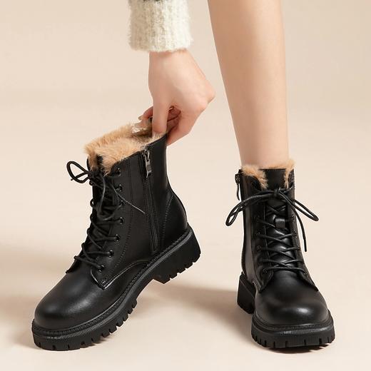 ZHR厚底马丁靴2024春季新款简约百搭圆头粗跟英伦风加绒保暖短靴 商品图6