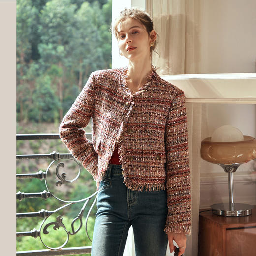 OLrain欧芮儿小香风短外套女早春2024新款气质高级感粗花呢上衣 商品图1