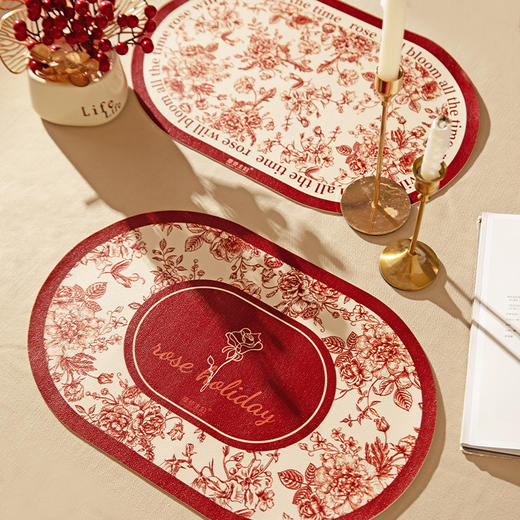 摩登主妇玫瑰假日西餐餐垫高级感轻奢高颜值桌垫耐高温防烫隔热垫 商品图2