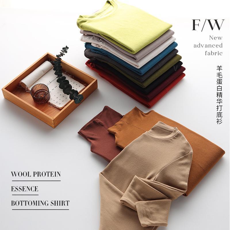 【拍两件自动减 59.9元】马卡龙色系 羊绒蛋白精华羊毛 美雅碧发热免烫显瘦 长袖女款打底衫 选2件加入购物车自动减