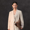 Famecoco范可儿春季棉麻文艺长无领一粒扣西装外套气质优雅新中式西装FAC1AW004 商品缩略图1