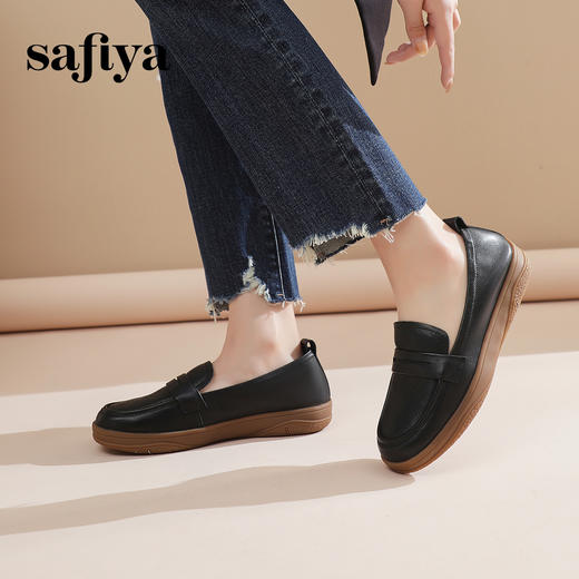 Safiya/索菲娅2024春季新款镂空平底真皮透气休闲软底单鞋 SF41112097 商品图6