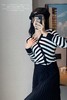 L007#抽绳条纹针织上衣 商品缩略图1