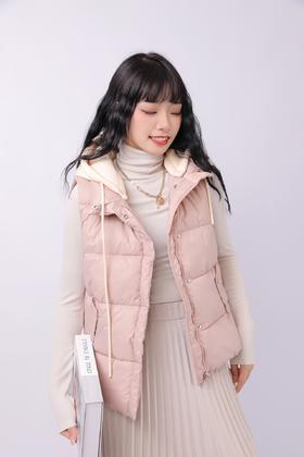 33BAR191104#拼针织帽棉马甲