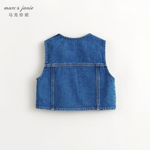 马克珍妮女童纯棉V领牛仔马甲儿童上衣外套2024年春装新款240366 商品图3