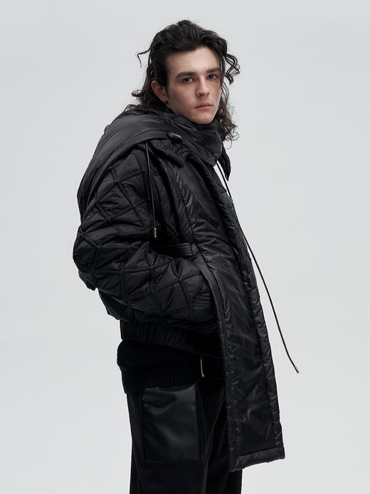 （帽巾）TIWILLTANG启世录"钼哧"菱格明绗围巾连帽 商品图4