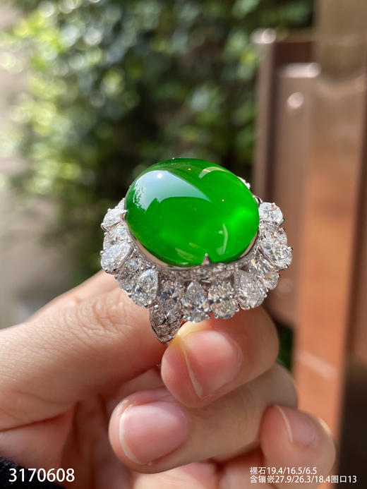 老坑玻璃种帝王绿蛋面戒指【3170608】具体价格微信咨询 商品图6