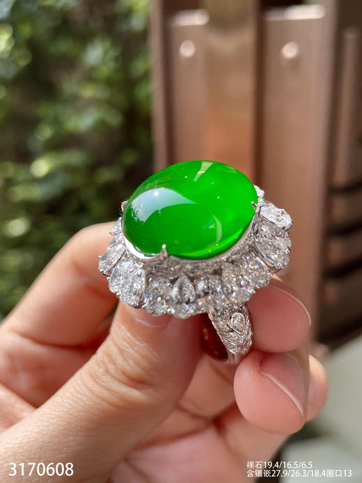 老坑玻璃种帝王绿蛋面戒指【3170608】具体价格微信咨询 商品图8