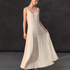 Famecoco范可儿春季连衣裙背带大圆领连衣裙文艺棉麻肌理质感连衣裙FAC1FA043 商品缩略图2