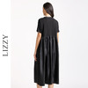 LIZZY 简约优雅时尚收腰气质黑色短袖休闲通勤连衣裙7918 商品缩略图3
