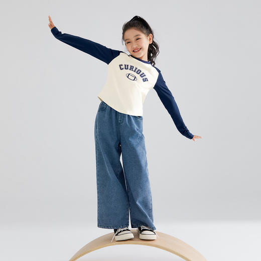 【清仓捡漏】【120】【可可鸭】女童春秋牛仔裤儿童裤子阔腿裤 商品图6