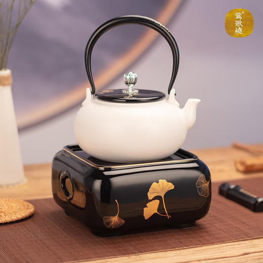 莺歌烧四方银杏黑底电陶炉家用煮茶茶炉泡茶煮茶器银杏围炉煮茶静音铁壶银壶无高频电磁辐射静音煮茶电陶炉【厂家直发】 商品图4